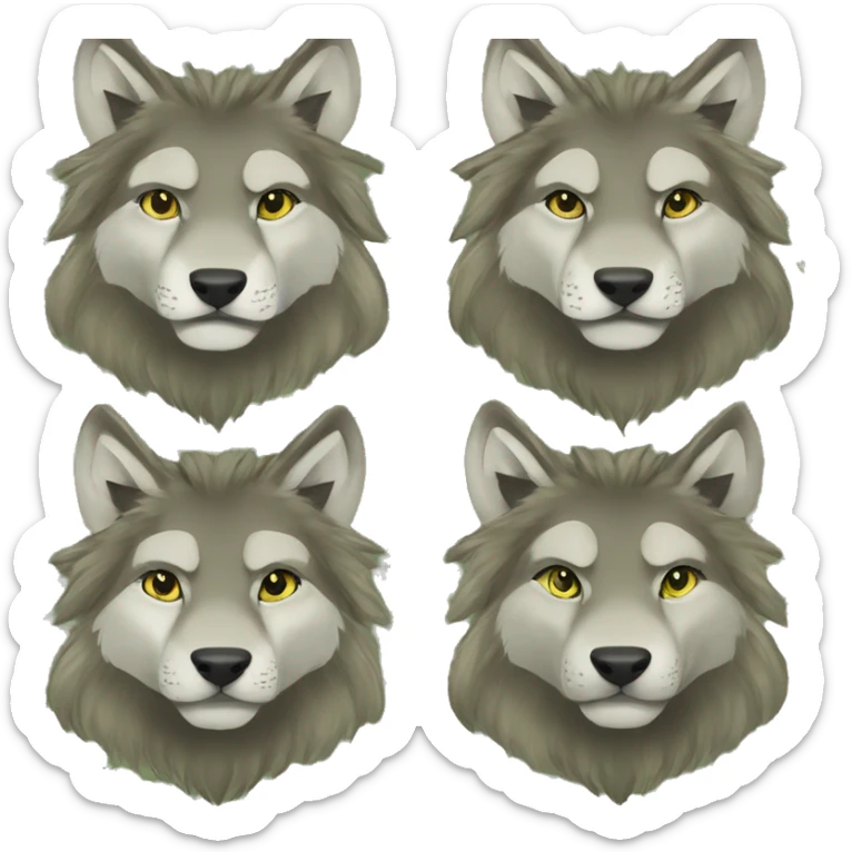 Musty green olive gray brown camo wolf lion dragon hybrid sparkling glittering wolf sticker