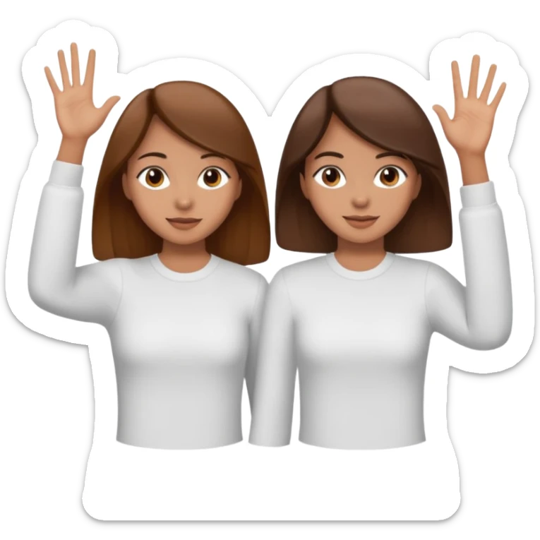 Two girls saying six seven one with brown hair. And doing hand movements  sticker