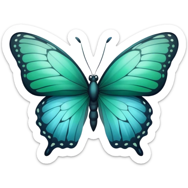 Beautiful aesthetic butterfly with dark green colors and light blue wings sticker