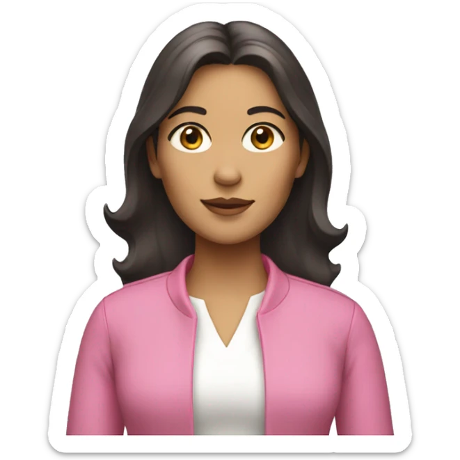 female architect with dark hair, tan skin, pink clothes and a crown sticker