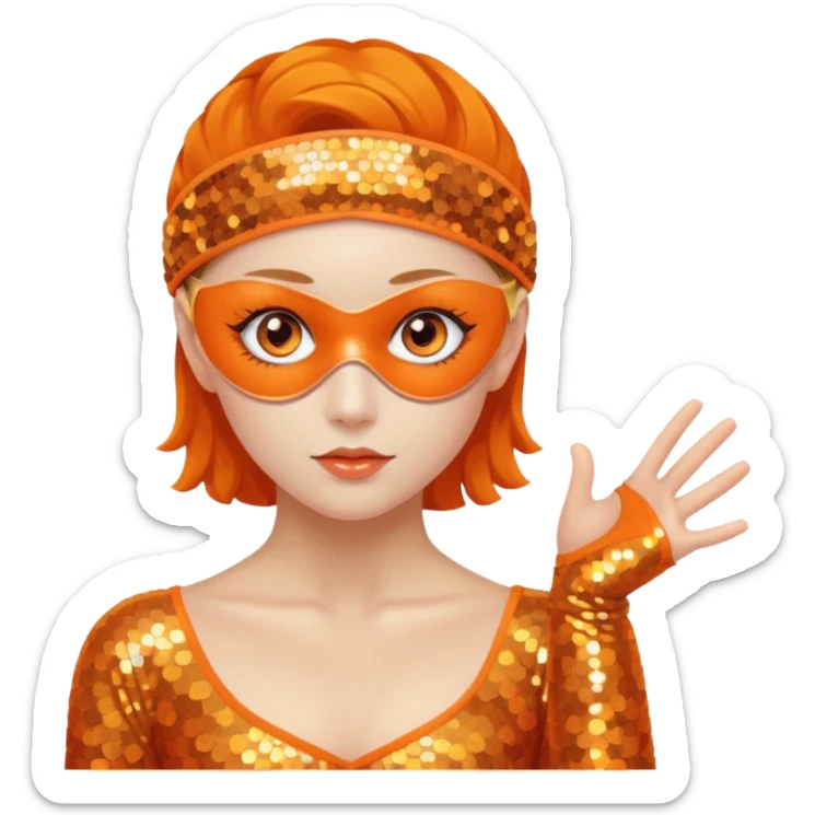 A figure skater girl with orange eye patches under her eyes sticker