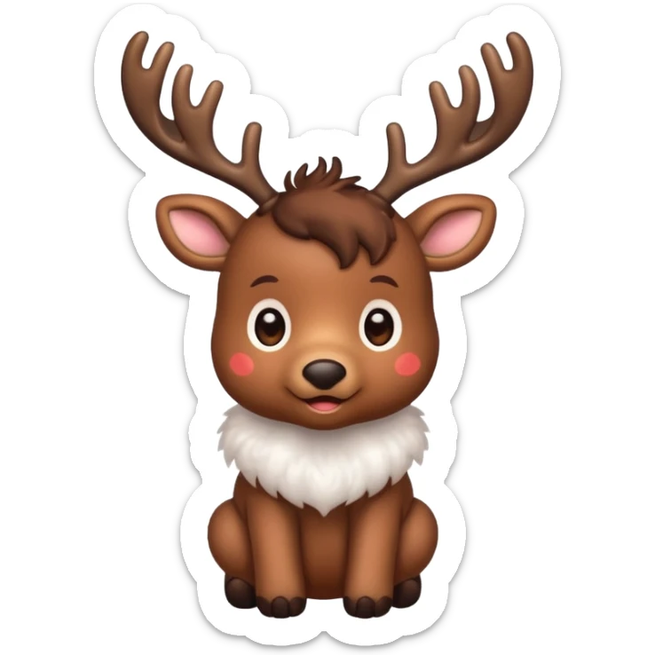 reindeer baby  cute, full body LIGHTS on his horns sticker