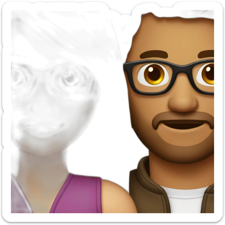 Amoureux homme brun à lunettes et femme blonde sticker