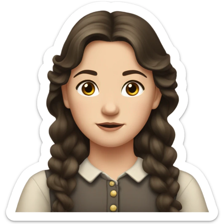 Carrie Ingalls pretty with dark brown wavy hair realistic and detailed sticker