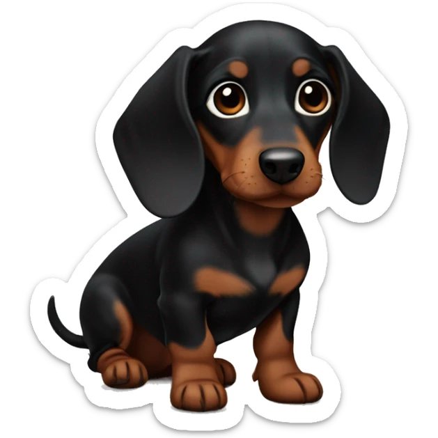 Black brown dachshund pup sticker