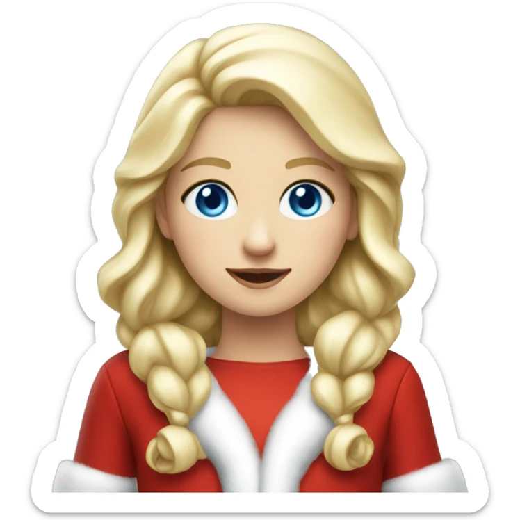 Girl dressed as Santa Claus, blue eyes, blond hair sticker