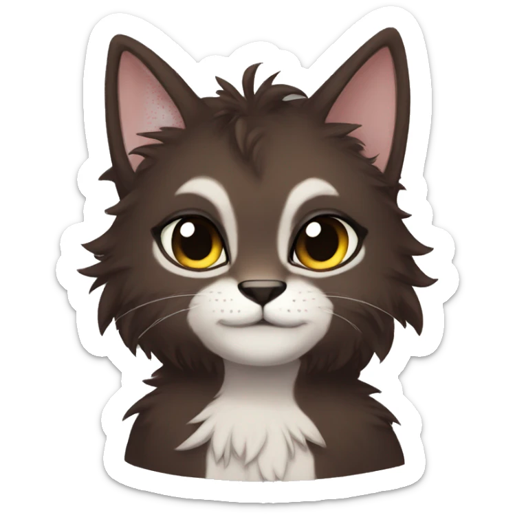 Anthro Shy Cute Cool Edgy Pretty Dark Brown Furry Feline Animal Anthro Sona sticker
