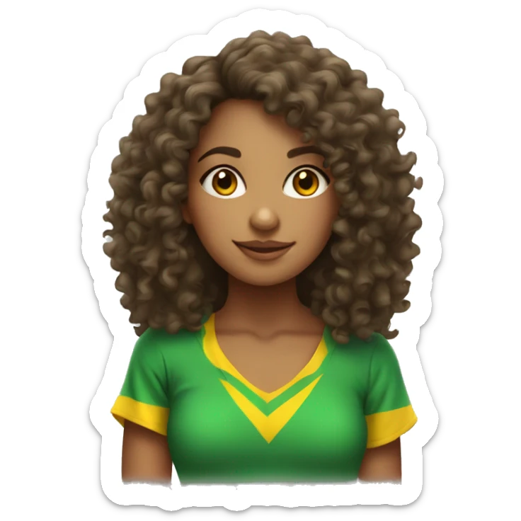 a brazilian curly haired girl with a brazilian shirt  sticker