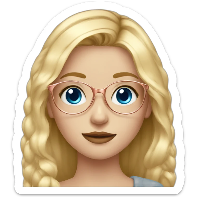 A Russian Girl with Blue eyes, Rosegold glasses and Blond hair sticker
