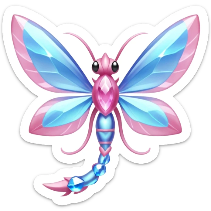 Shiny luminescent translucent diaphanous Diancie-Palkia-Amaura-Aurorus-Salamence-aesthetic-fusion-crystal-fly-decoration-deco-thing-object sticker