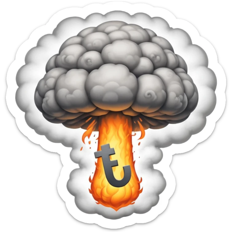 atomic bomb mushroom cloud in the shape of the letter T sticker