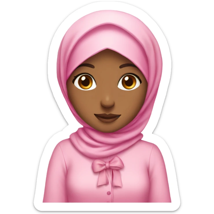 Cute hijabi girl with bows on her outfit wearing pink sticker