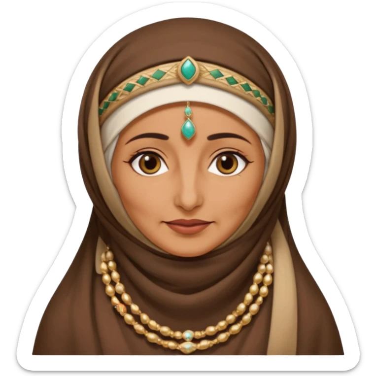 an old emirati women wearing traditional cloths covers her face with burg'a sticker