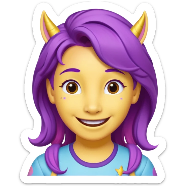 Shirley Shawn the Unicorn from The Wiggles with yellow skin with purple hair sticker