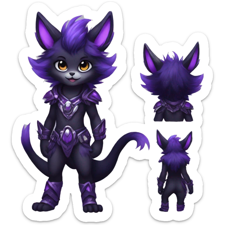Anthro-Edgy-Cool-Black-Purple-Contrast-Colors-Fantasy-Fur-Sona-Chibi-Shiny-Fakémon-Hybrid full body sticker