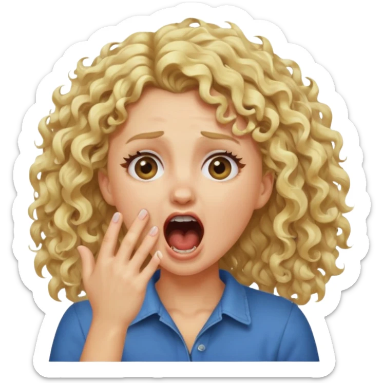 Emoji di ragazza bionda riccia che urla e mette una mano in faccia sticker