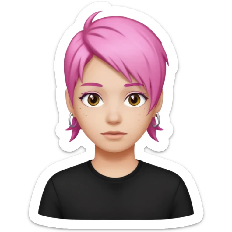Black shirt pink hair sticker