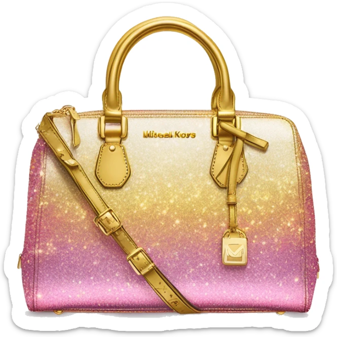 Realistic iridescent yellow gold to pink glitter Michael Kors satchel purse.  sticker