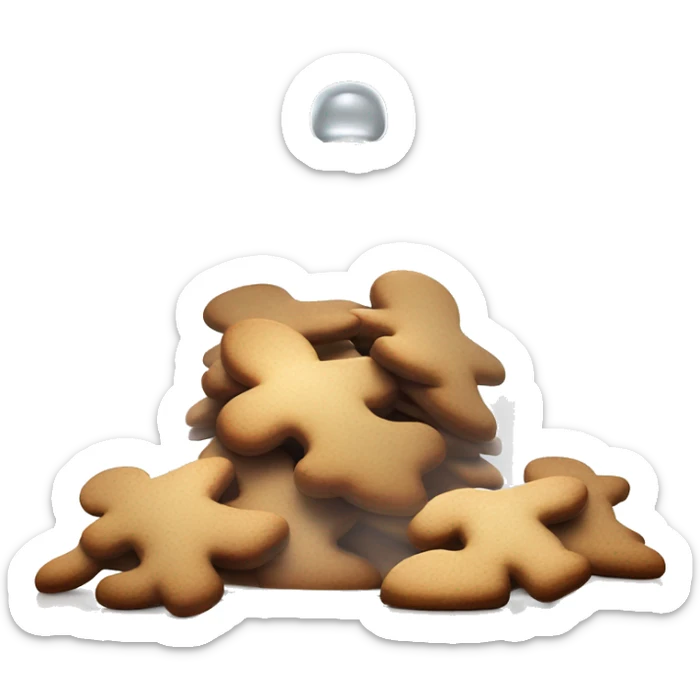 Realistic glass cookie jar with light white lid full of gingerbread cookies isolated.  sticker