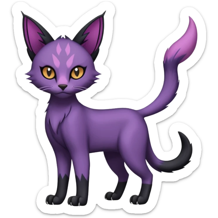 Black edgy Noibat-Purloin-Torracat-Caracal-cat-Fakemon full-body sticker