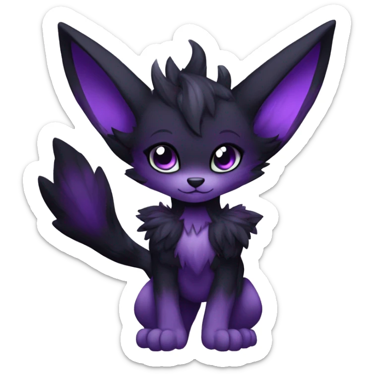 Anthro-Edgy-Cool-Black-Purple-Contrast-Colors-Fantasy-Fur-Sona-Chibi-Shiny-Fakémon-Hybrid full body sticker