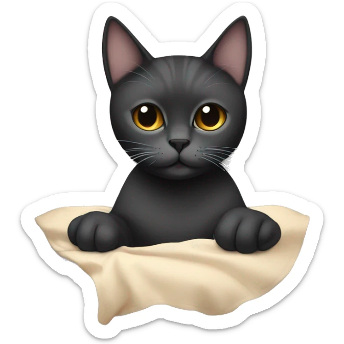 British short hair cat with black hair girl in bed  sticker