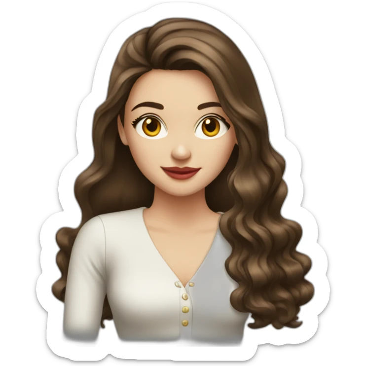 Brunette-girl-long-hair-old-money-fashion-style-red sticker