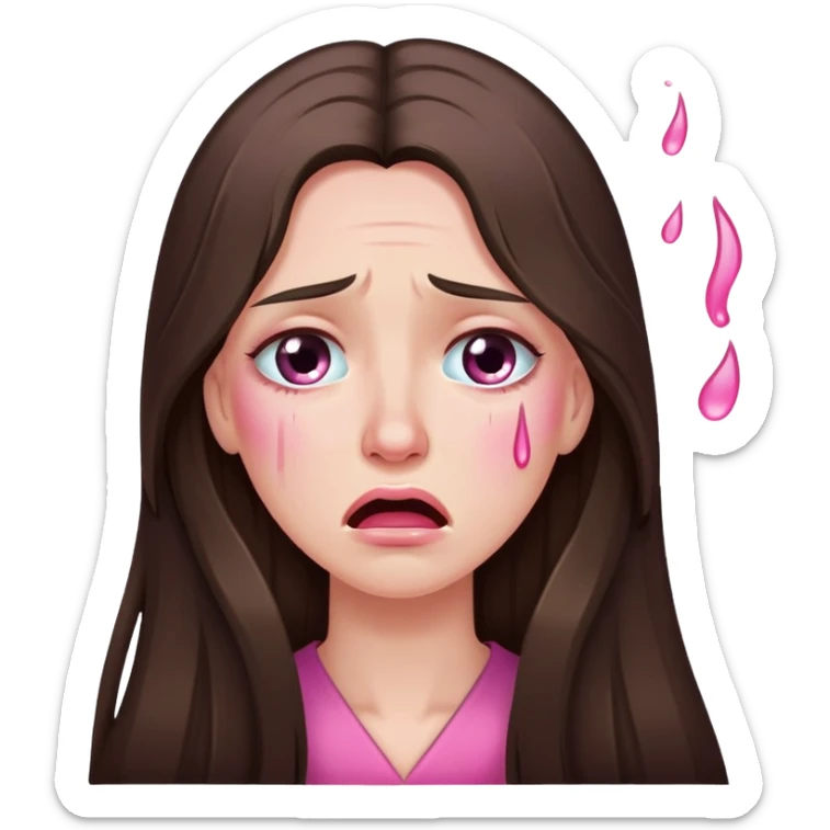 Very long hair Brunette with white skin crying pink tears sticker