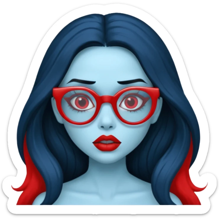 Ghoulia yelps monster high, pale blue skin, red siren glasses sticker