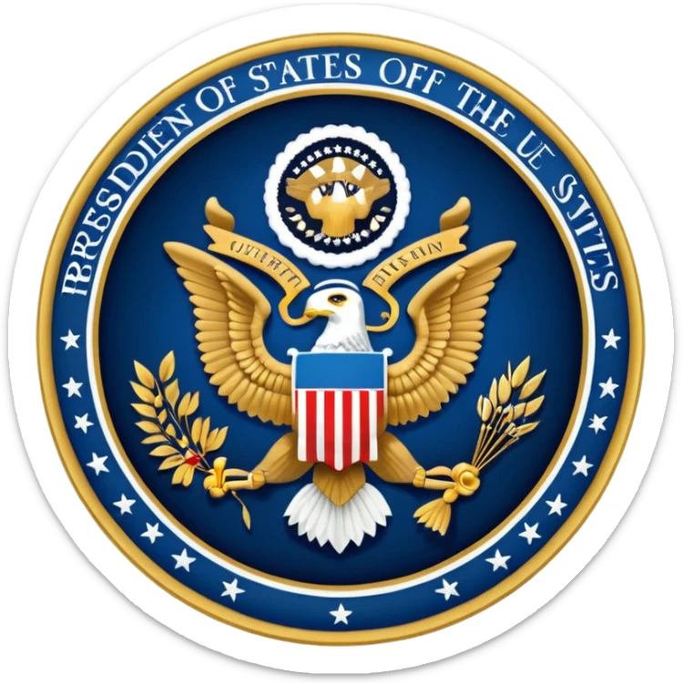 Seal of the President of the United States dark blue and gold with blue outline sticker