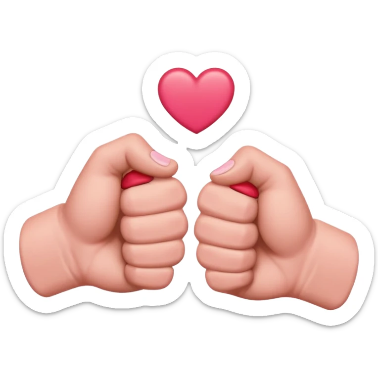 fist bump, big fist and small fist, with a happy heart as background sticker