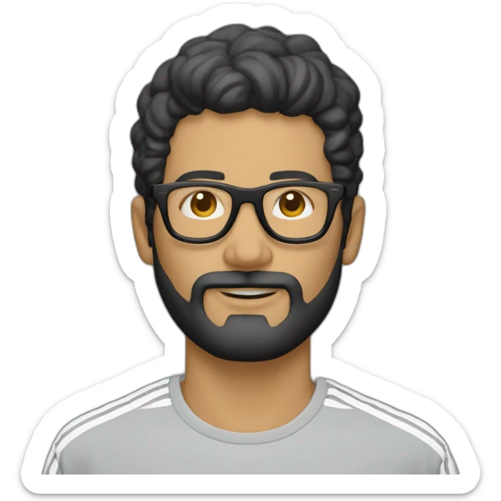 hombre blanco con barba negra y lentes de sol negros, usando un gorri adidas sticker