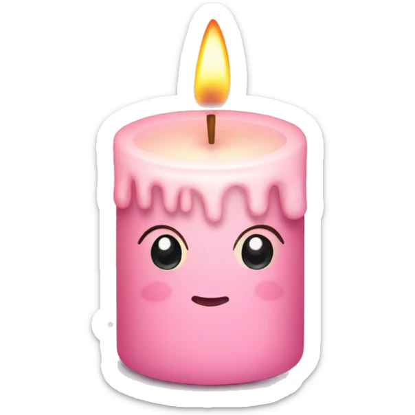 Pastel Pink Candle "A pastel pink candle with a glowing flame, surrounded by swirling sparkles and tiny floating heart-shaped lights." sticker