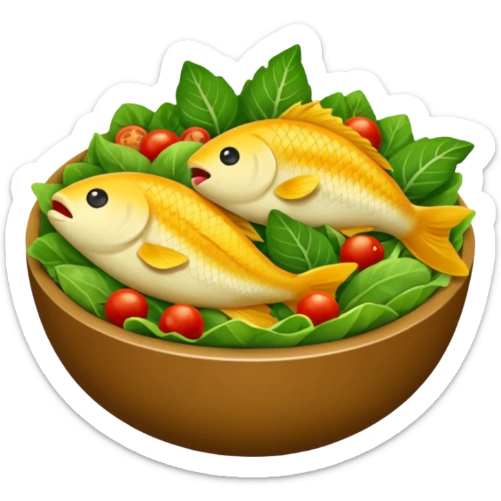 buatkan emoji salad namun berbentuk ikan 🐟 yang chubby untuk discord emoji sticker