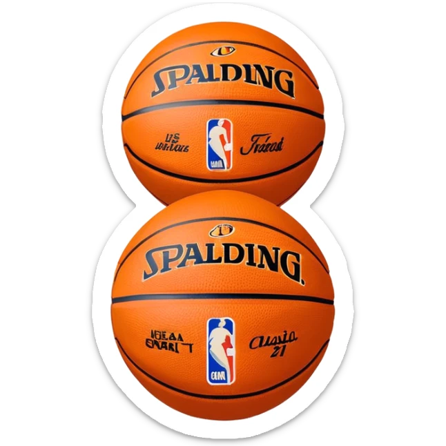 Ultra minimalist basketball in classic orange color with very tiny Spalding and NBA logos, extremely simple design with minimal details sticker