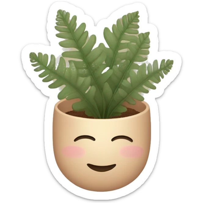 there is a pot in pastel brown flowers and a fern in it sticker