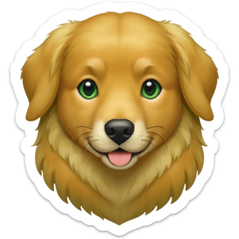 green dog extra furry golden retriever. The dog fur is green. Green is hex code 10462E sticker