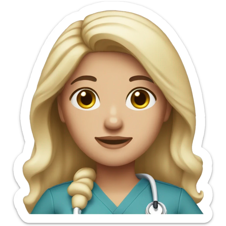 1 Nurse ,white skin ,woman, long ombré hair,pink scrubs  sticker