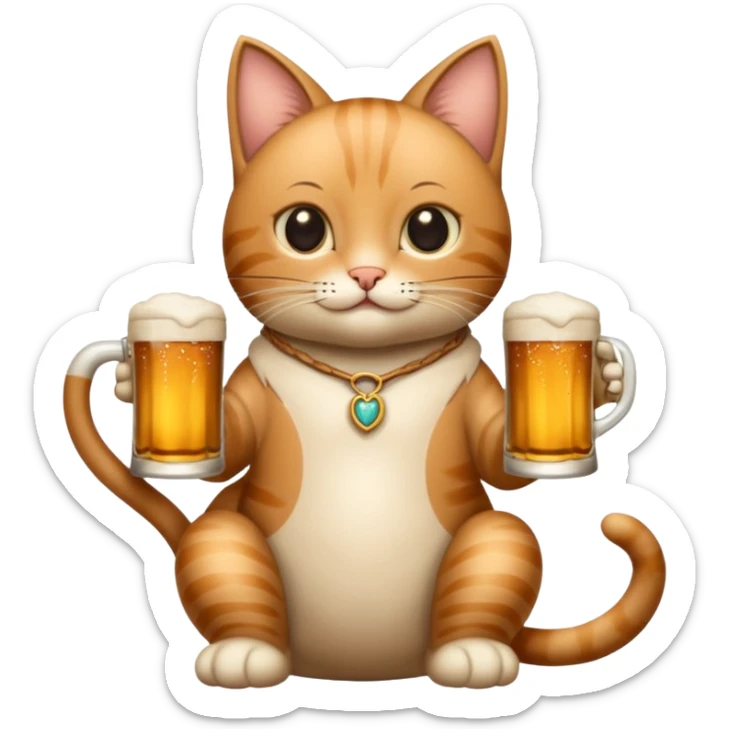 Eine tanzende Katze mit einem vollem Bierkrug im Wirtshaus. Mit musik sticker