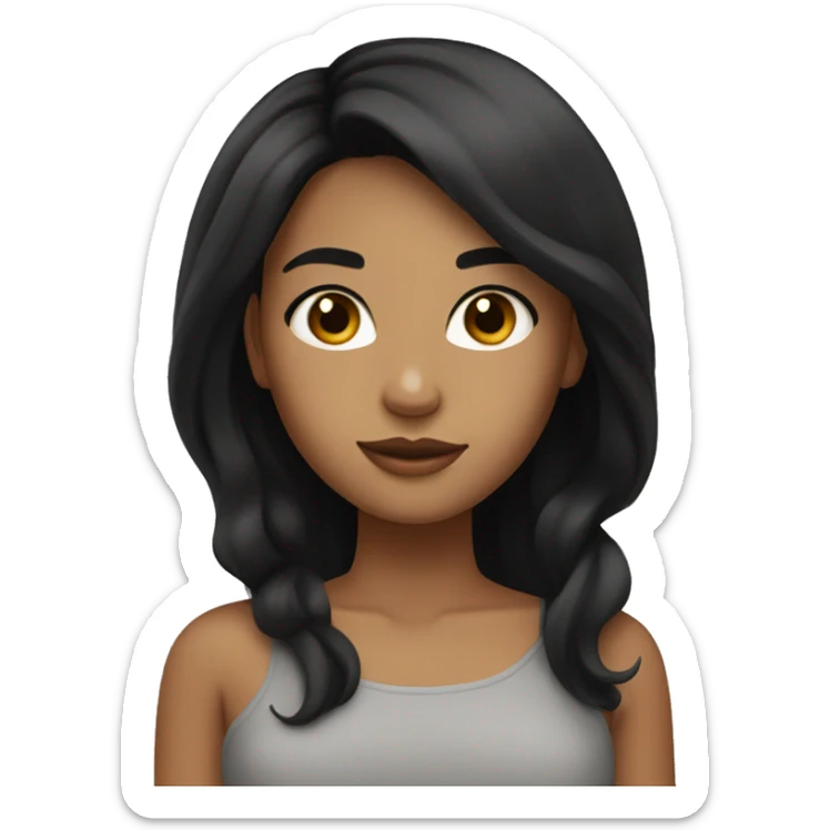 Girl with beautiful black hair with blonde highlightd and brown eyes and tan skin sticker