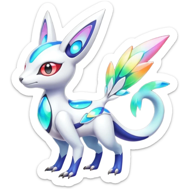Shiny Colorful Vernid-Trico-Meloetta-Latias-Koraidon-Peppercat-Protogen-Pokémon-Digimon-Fakémon-fusion-hybrid-creature sticker