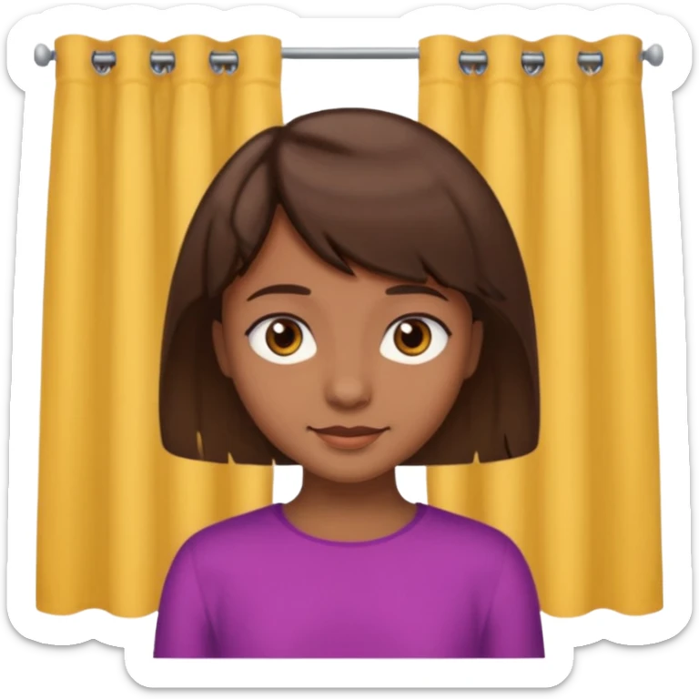 une peau brune mais pas trop de cheveux marron un peu vie avec une mèche un peu rideau mais pas trop longues des yeux marrons pas vraiment trop éclatant un beau petit sourire une peau un peu marron mais pas trop clair sticker