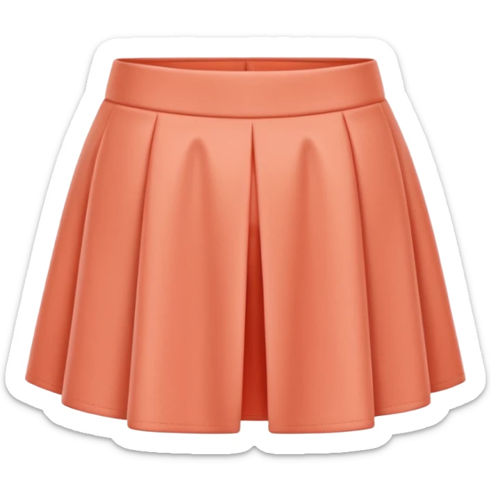 A 3D cartoon peach-coral skort (skirt-shorts combo) with gentle fabric folds and neat finish, isolated on plain background, Memoji-style. sticker