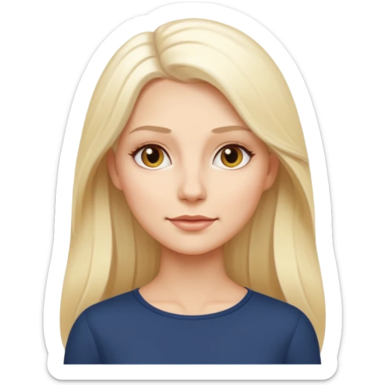 Stylized emoji portrait of a sexy long-haired white-blonde woman, confident expression, smooth skin, minimal makeup, full height  sticker