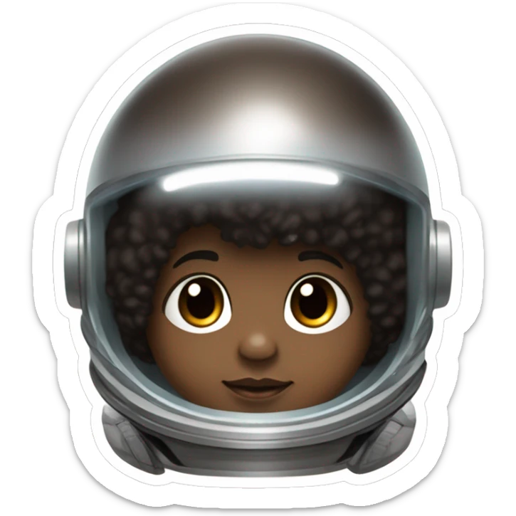 1 year old baby boy named Tevin Walker: Brown Skin, Dark Brown Eyes, Black Michael Jackson Afro, Wearing a Neil Armstrong space suit and round crystal clear space helmet sticker