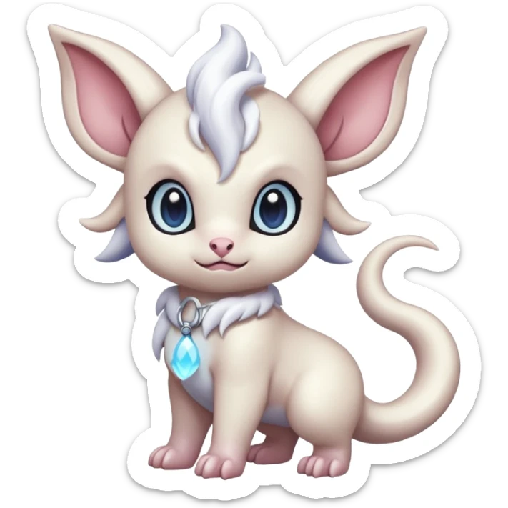 Cute Baby Absol-Lumineon-Skitty-Amauara-Fakémon-hybrid-creature (full body)  sticker