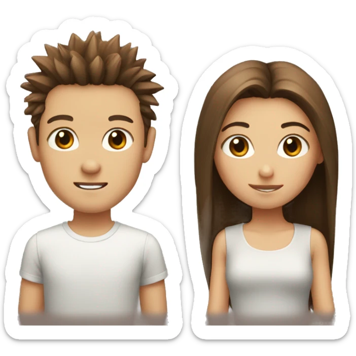 Boy with spiky brown hair and girl with long brown hair  sticker