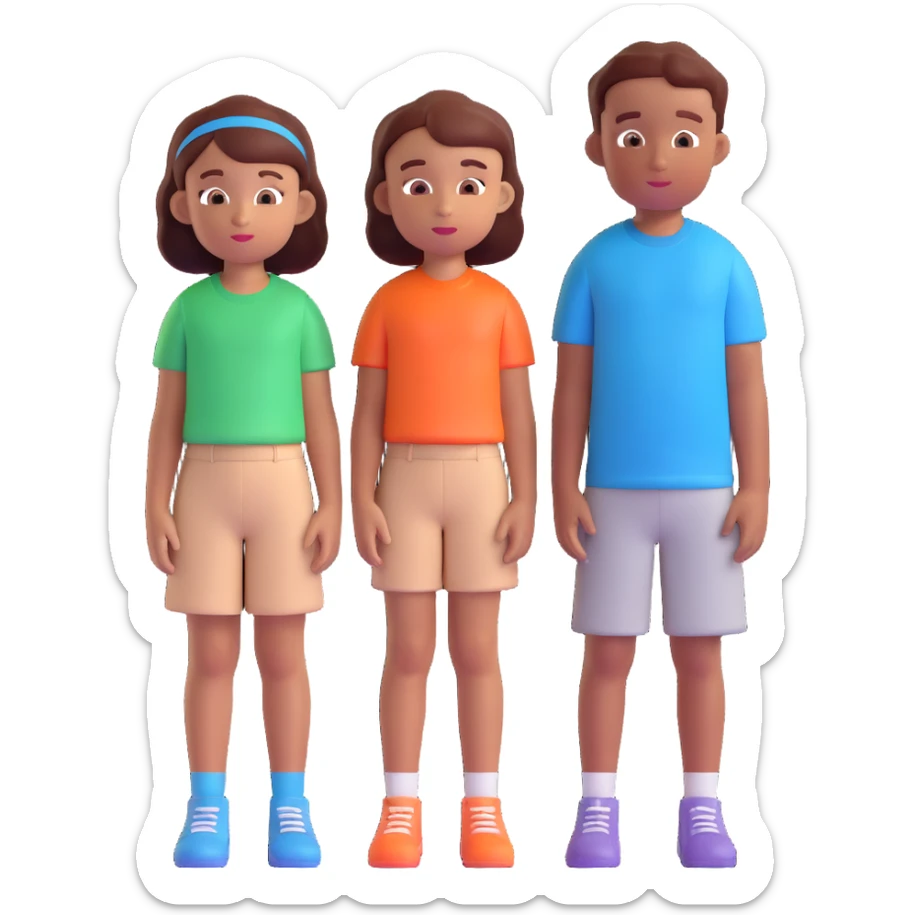 Slightly increase the volume of the upper body of the girl, separate the girl and the boy from each other, make the skin color the same for both characters. Maintain the cartoonish 3D style. Keep the background transparent. sticker