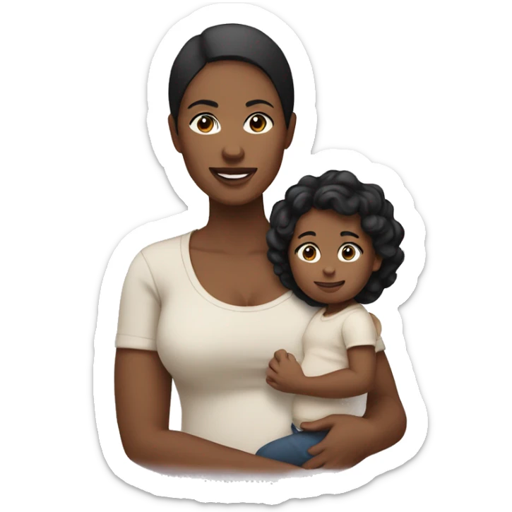 one mother with your baby (white with eyes browns and black hair) sticker