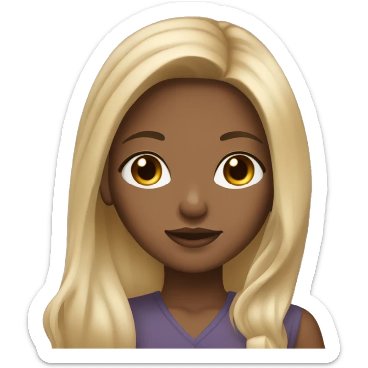 brown long hair girl with blonde highlights, brown eyes, and ling lashes sticker